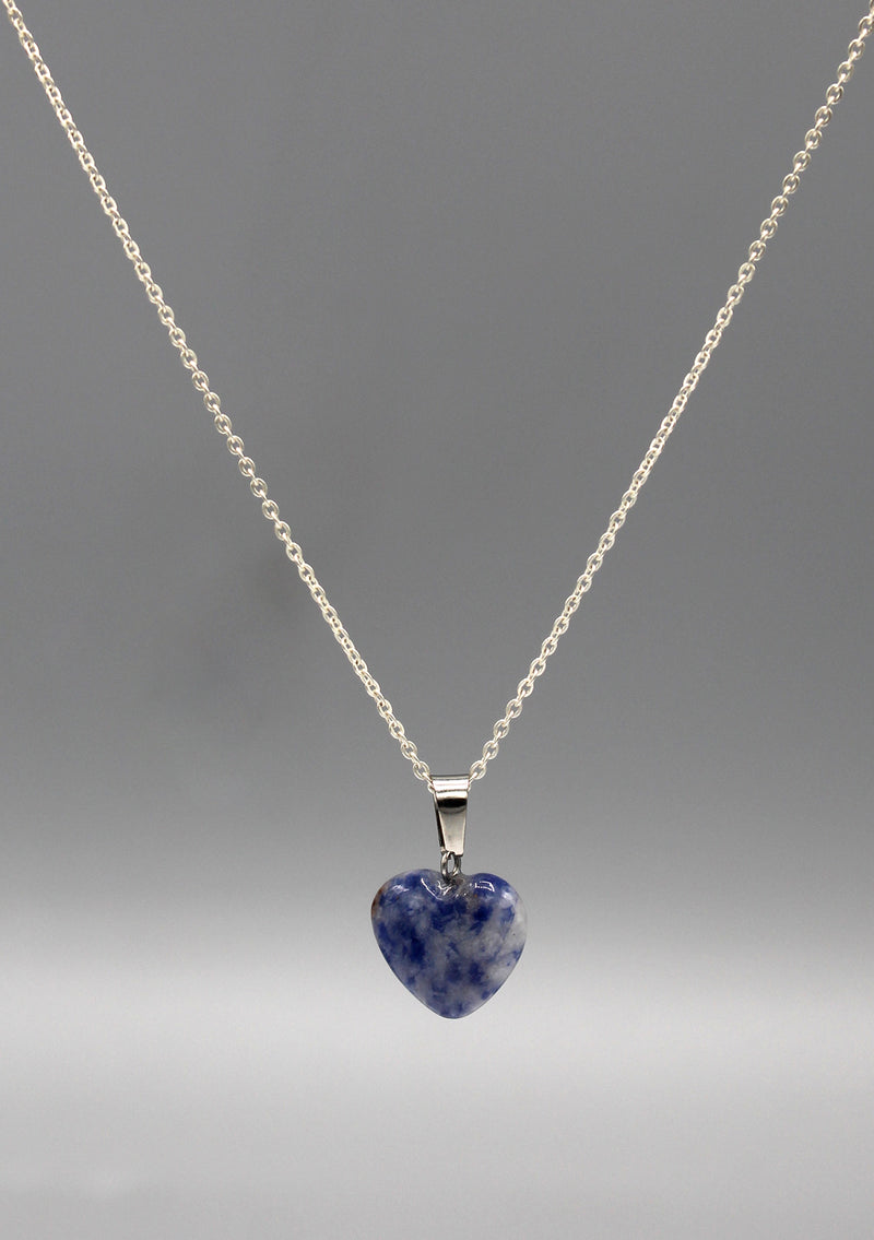 Elegant White and Blue Lapis Heart Pendant - nepacrafts