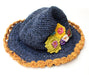 Navy Blue Flower Hemp Hat - nepacrafts