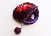 Round Flower Patchwork Colorful Felt Coin Purse - nepacrafts