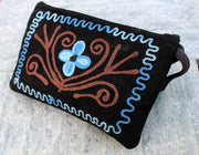 Soft Suede Flower Pattern Embroidered Handmade Coin Purse - nepacrafts