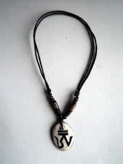 Tibetan Om Bone Pendant Necklace - nepacrafts
