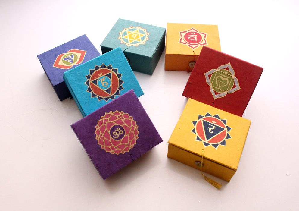 Seven Chakra Signs etched Singing Bowls Gift Box set