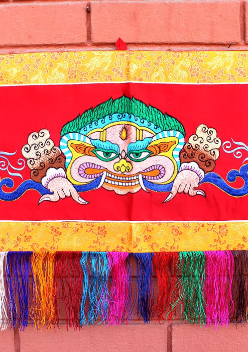 Chhepu Embriodered Red Wall Hanging Banner with Tassel
