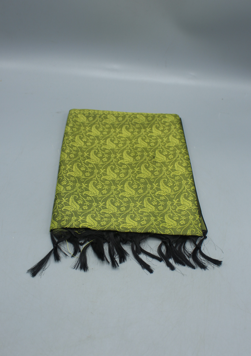 Mono Colored Silk Mixed Polyester Shawl with Furka