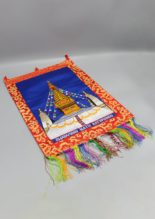 Embroidered Swyambhunath Tibetan Wall Hanging Banner