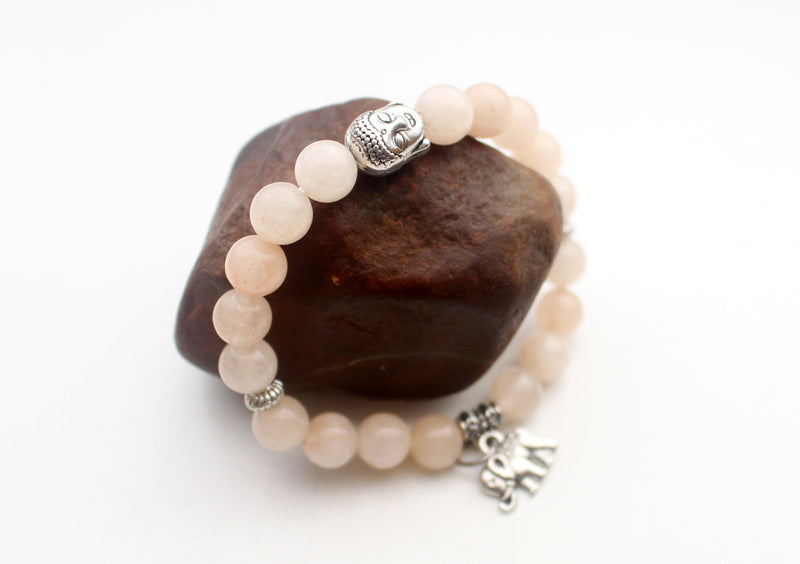 Buddha Head Counter with Elephant Charms Stone Bracelet - nepacrafts
