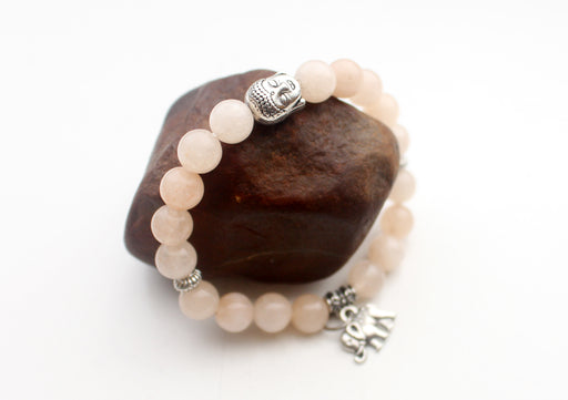 Buddha Head Counter with Elephant Charms Stone Bracelet - nepacrafts