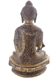 Medicine Buddha on a Lotus Healing Statue - nepacrafts