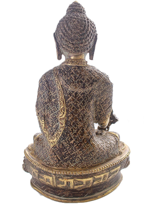 Medicine Buddha on a Lotus Healing Statue - nepacrafts