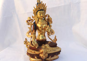 8 Inch High Gold Plated Green Tara Statue SSST354B - nepacrafts