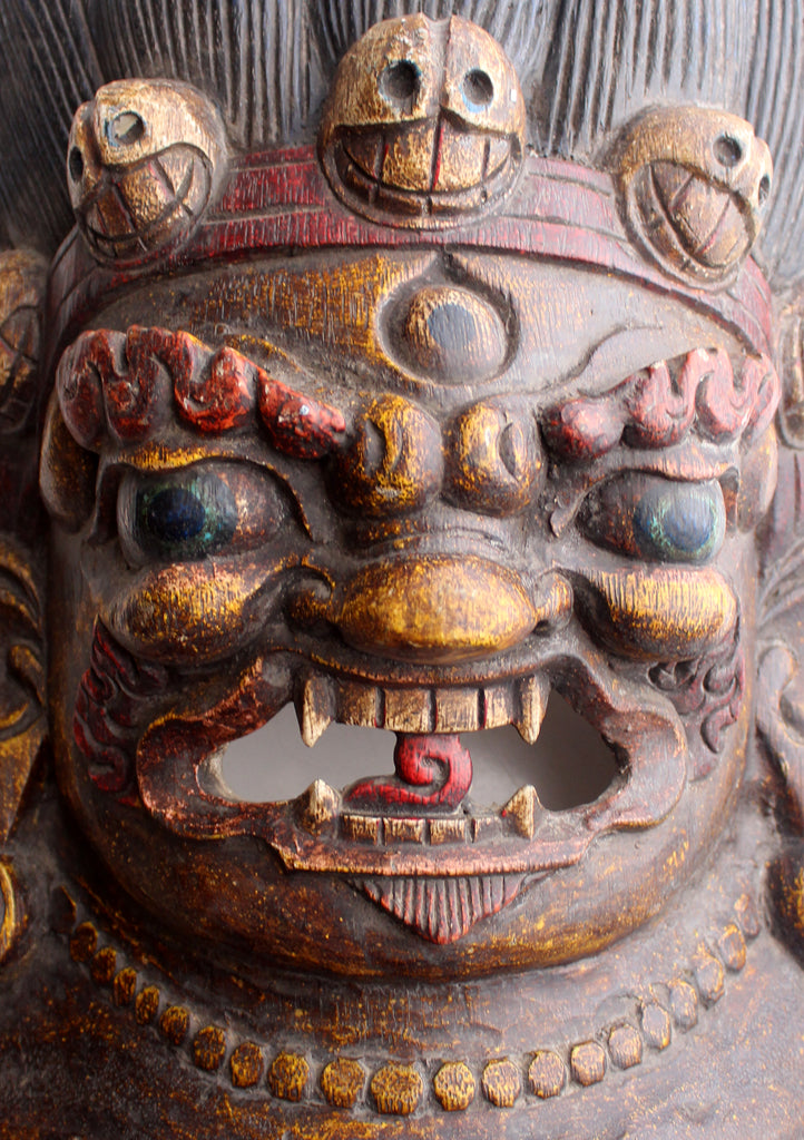 Mahakala Home Decor Wooden Wall Hanging Halloween Mask - nepacrafts