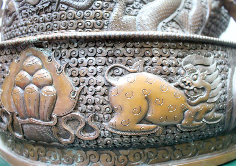 Skillfully Handcarved Copper Green Tara Statue 26" High - nepacrafts