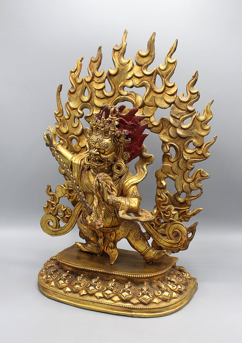 Gold Plated 15" High The Wrathful Deity Vajrapani Statue