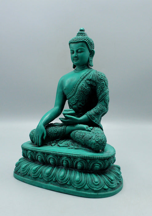 Shakyamuni Buddha Green Resin Statue 9 Inch