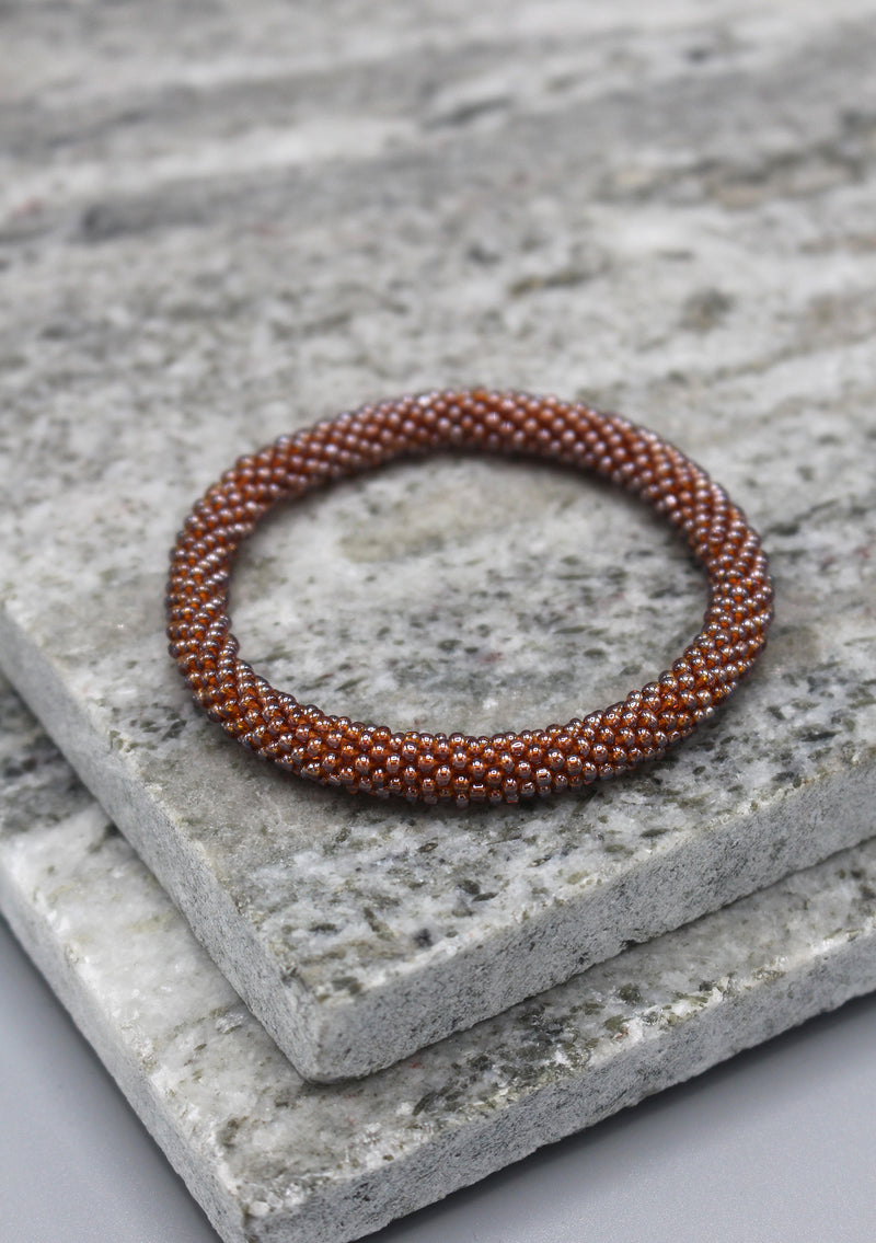 Mustard Color Glass Beads Roll on Bracelet - nepacrafts