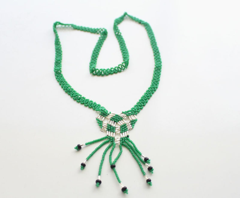 Green Color Glass Beads Women's Necklace - nepacrafts