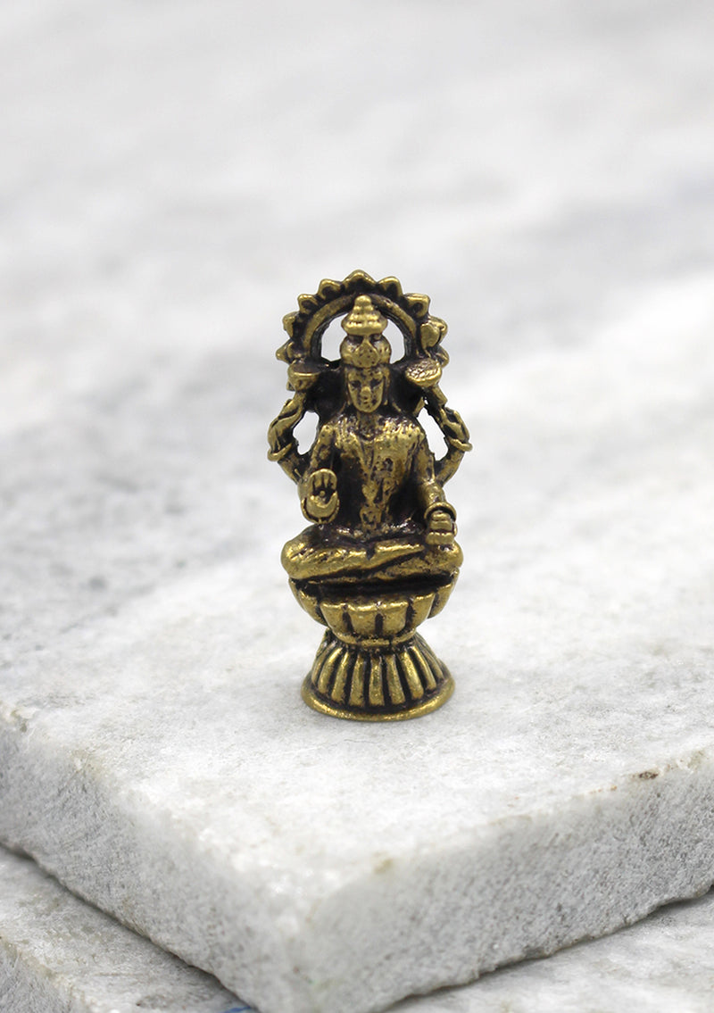 Hindu Goddess Laxmi Brass Mini Statue