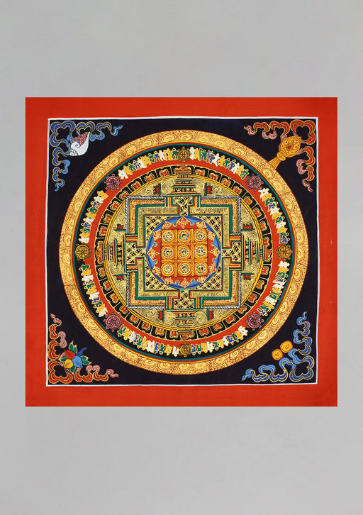 Om Mani Mantra Tibetan Mandala Thangka Painting - nepacrafts