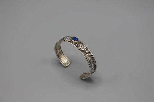 Sterling Silver Tibetan Lapis Inlaid Bracelet - nepacrafts