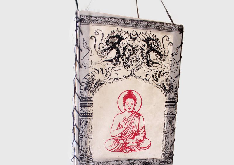 Amoghasiddhi Buddha Printed Lokta Paper Lamp Shade - nepacrafts