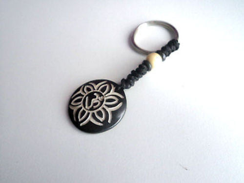 Om In A Flower Bone Keychain - nepacrafts