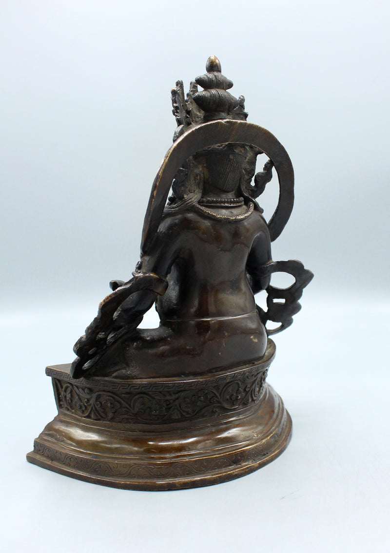 Copper Oxydized Kubera  Jambahala Statue 9 inch