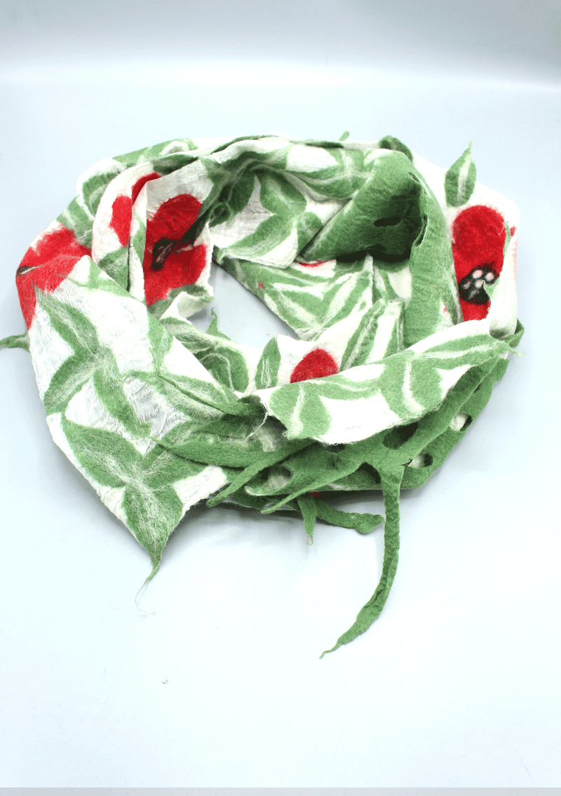 Felt Green and White Floral Wrap