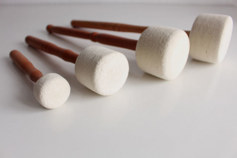 Set of 4 Various Sized White Felt Drum Sticks