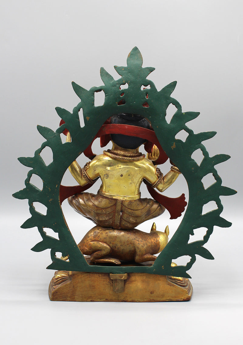 Gold Plated Lord Ganesha Statue Seated on Mouse
