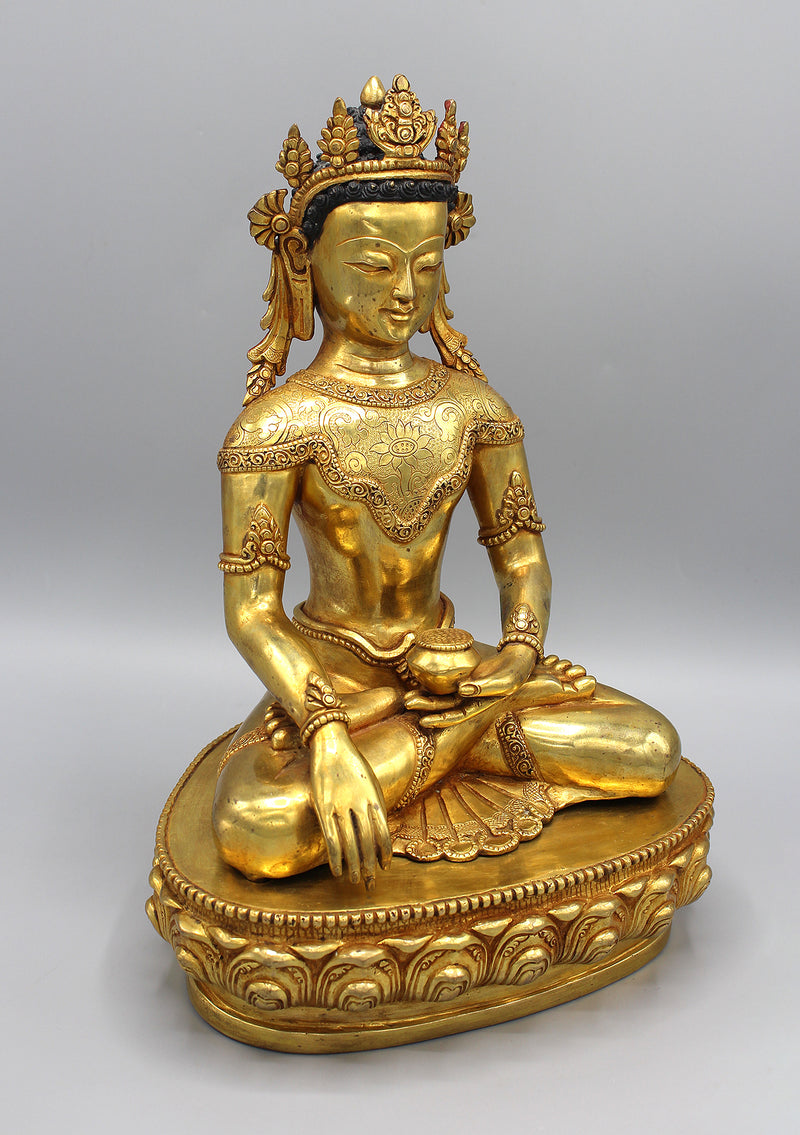 Gold Plated Crowned Shakyamuni Buddha Statue