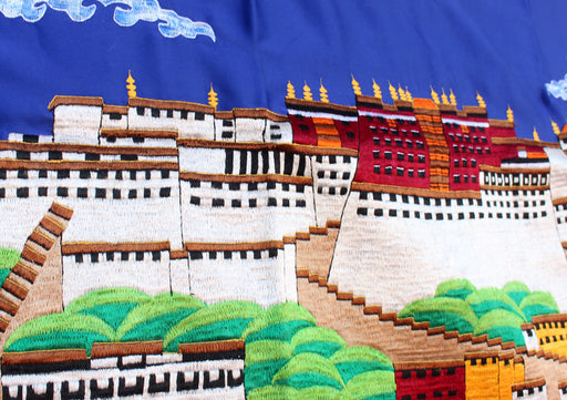 Tibetan Potala Palace Embroidered Thangka Wall Hanging - nepacrafts
