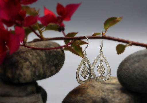 Endless Knot Drop Sterling Silver Earrings - nepacrafts