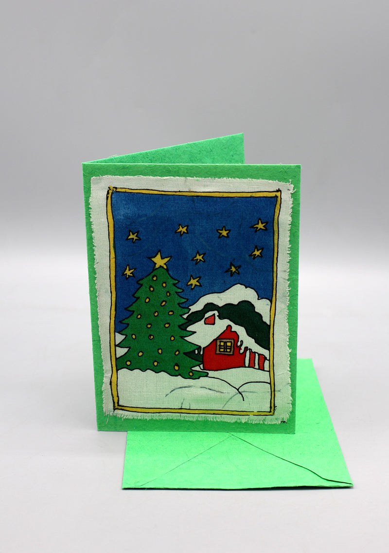 Fair Trade Batik Christmas Tree Greetings Card