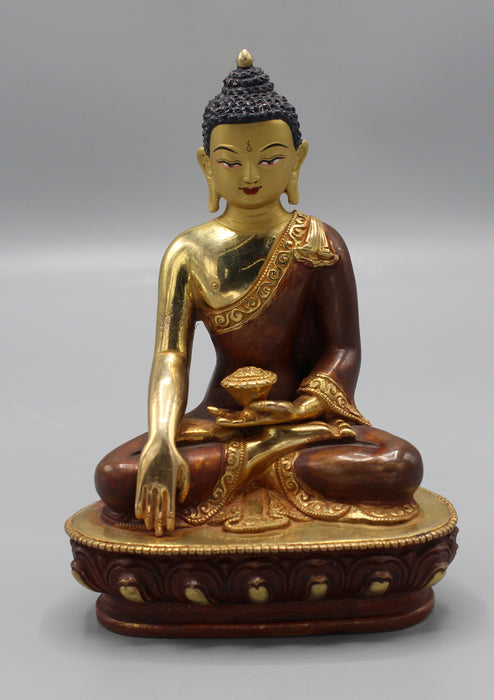 Partly Gold Plated  Akshobhya  Buddha Statue 5.5" H