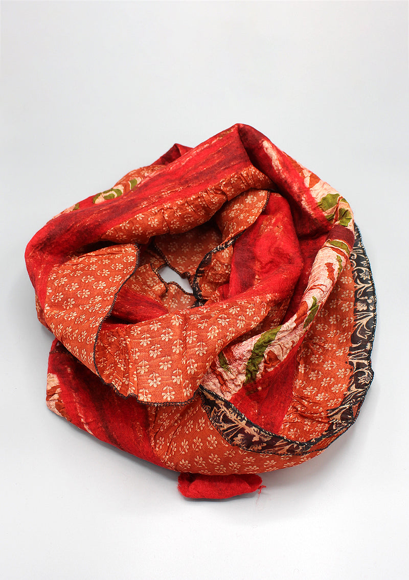 Red Orange Eco Friendly Felt Wool Scarf