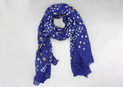 Elegant Blue Chunari Print Summer Cotton Shawl - nepacrafts