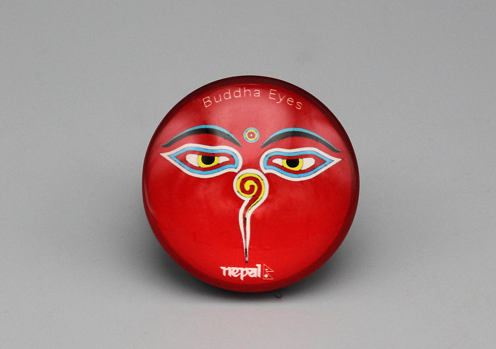 Buddha Wisdom Eyes Red Glass Fridge Magnet - nepacrafts