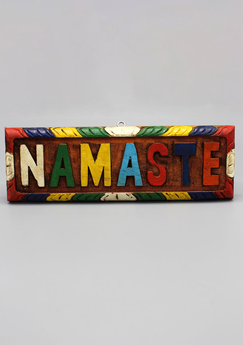 Namaste Carved Wooden Door Hanging Plaque - nepacrafts