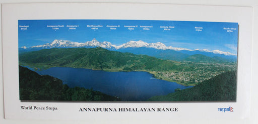 Annapurna Range with Phewa Lake Panoramic Postcard - nepacrafts