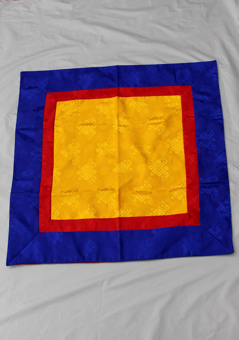 Yellow Silk Brocade Buddhist Endless Knot Altar Cloth Large