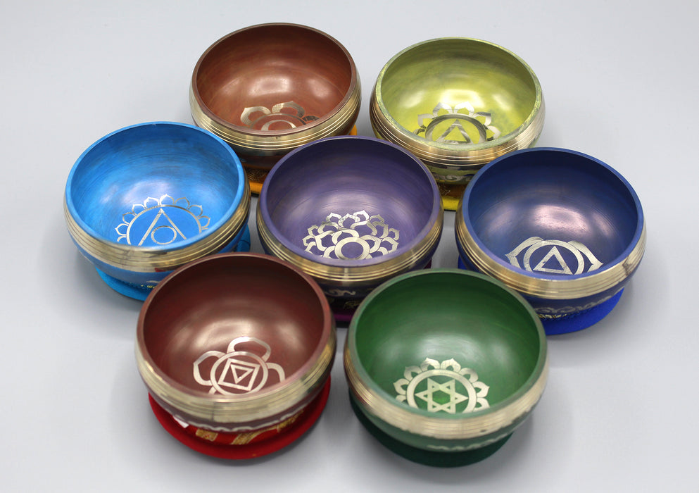 Seven Chakra Healing Singing Bowls Gift Box Set - nepacrafts