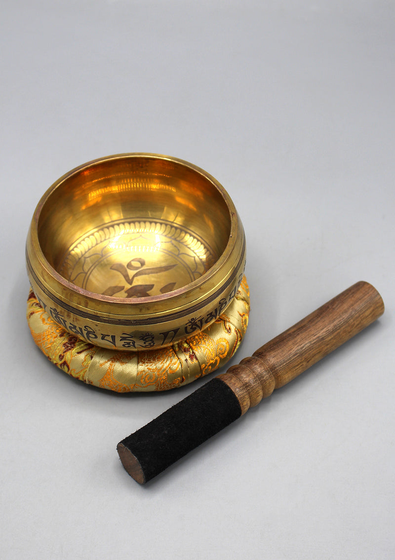 Fine Carving Tibetan Om Singing Bowl