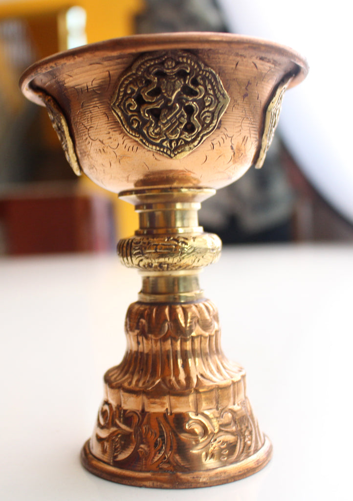 Fine Carving Copper Butter Table Lamp - nepacrafts