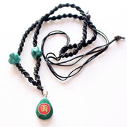 Tear Drop Green Tibetan Om Pendant - nepacrafts