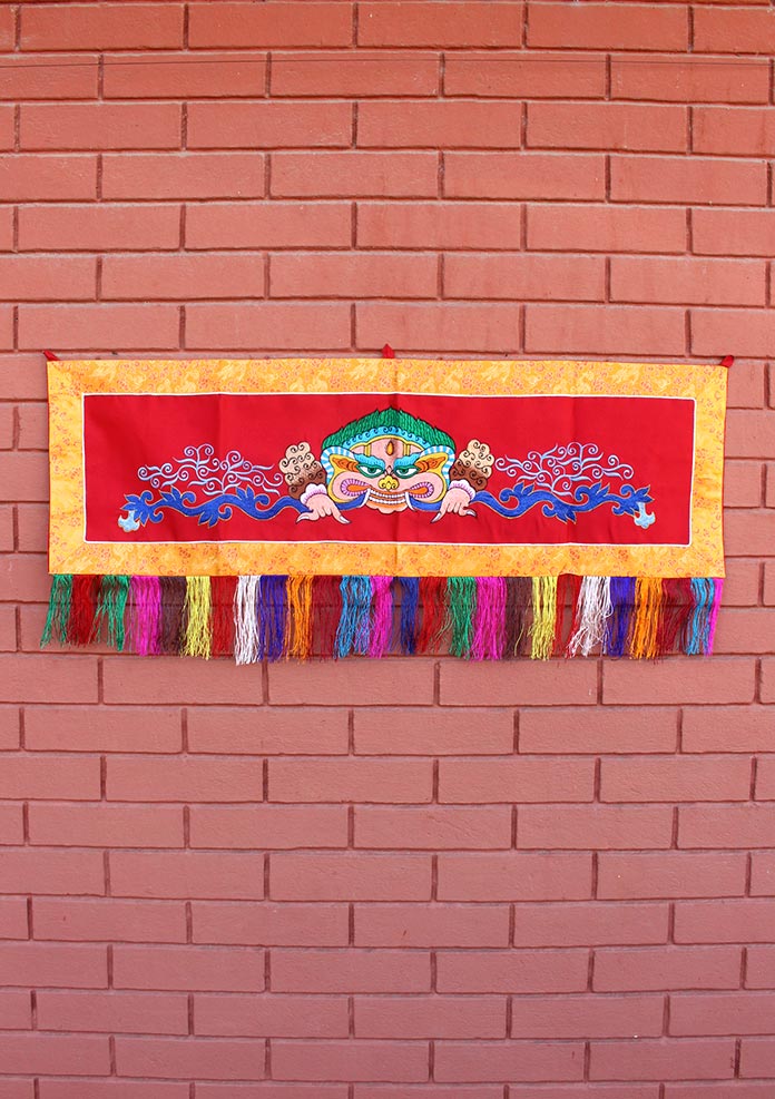 Chhepu Embriodered Red Wall Hanging Banner with Tassel