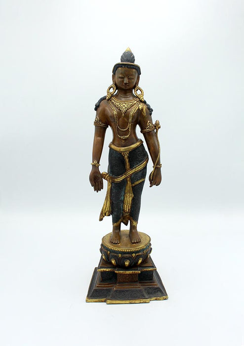 Copper Oxidized Standing Tara Statue 17 Inch