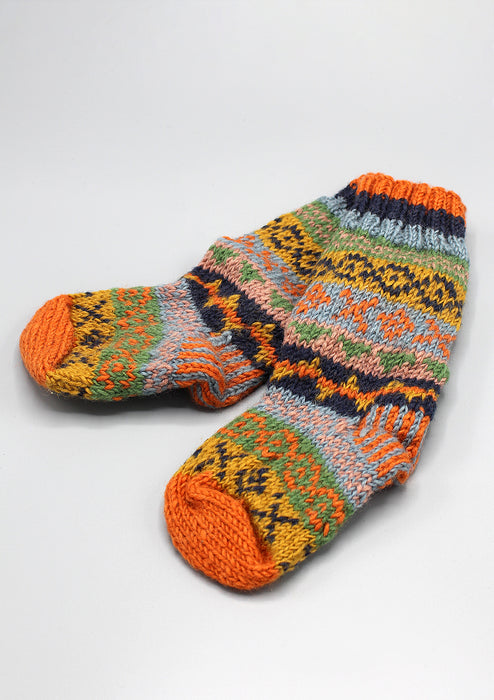 Orange Pure and Soft Wool Winter Children Woolen Socks