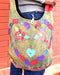 Flower in a Heart Patchwork Hippie Bag, Cotton Jogi Side Carry Bag - nepacrafts