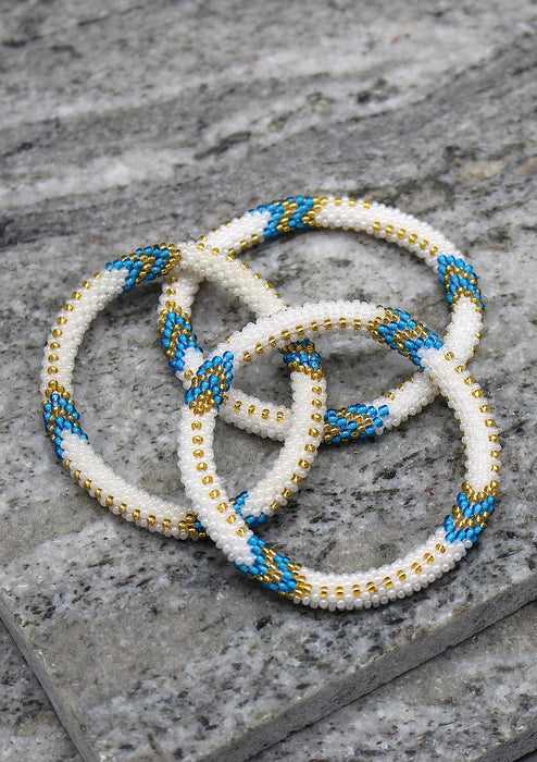 Gold and white Diamond Glass Beads Bracelet