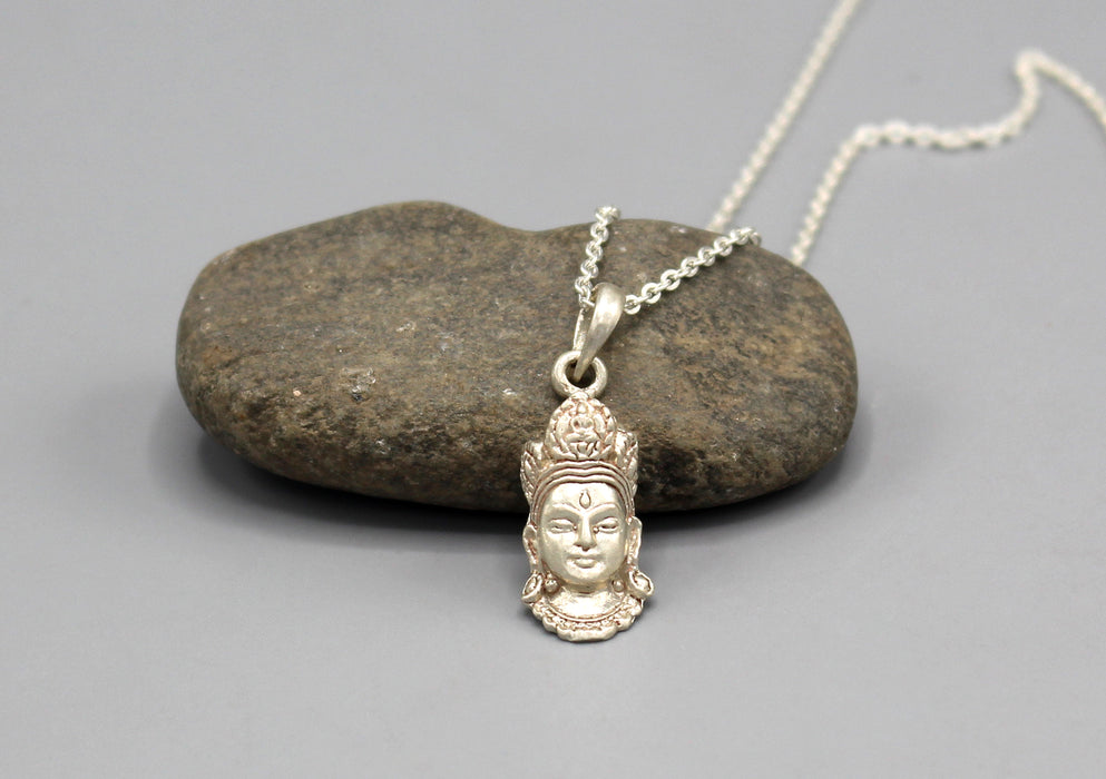 Buddha Head Sterling Silver Pendant - nepacrafts